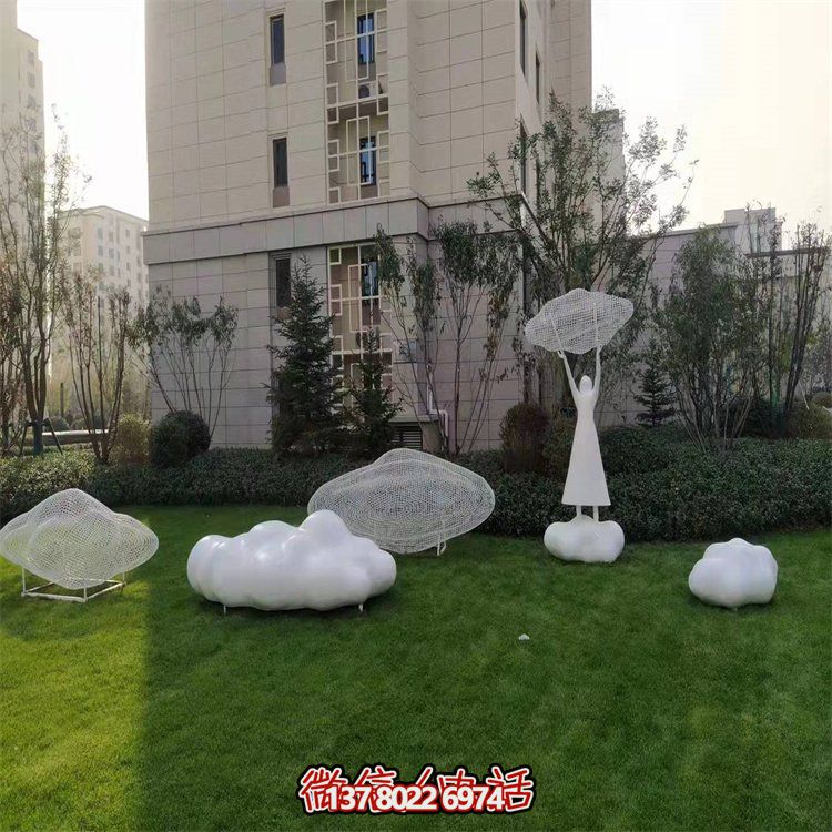不銹鋼創(chuàng)意鏤空戶外園林祥云雕塑——美景美事，祈愿福氣