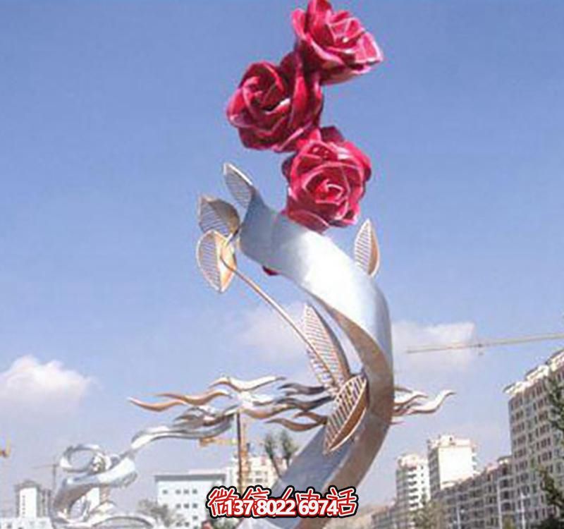 不銹鋼玫瑰雕塑——點(diǎn)綴景觀廣場