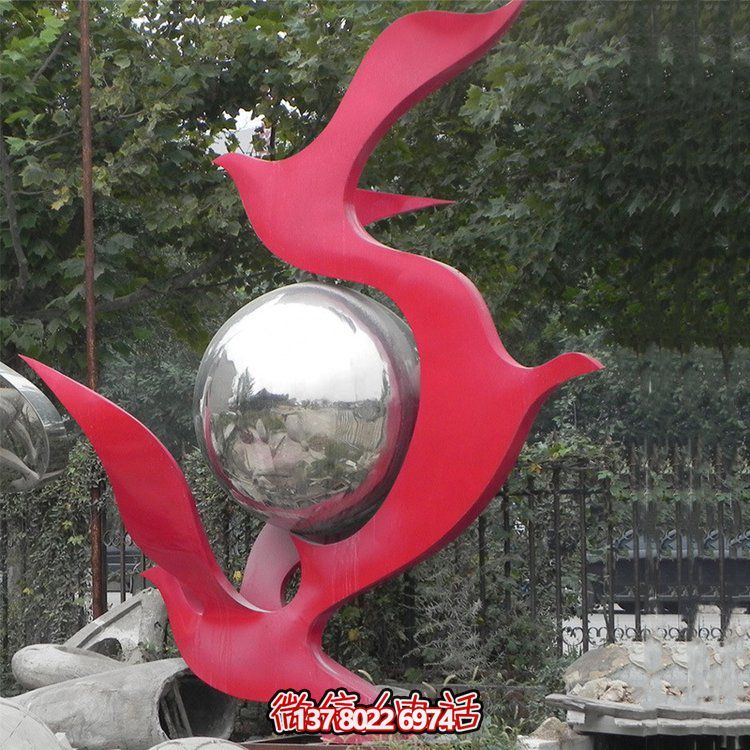 不銹鋼抽象鴿子雕塑，為您的園林景觀增添高雅氣息
