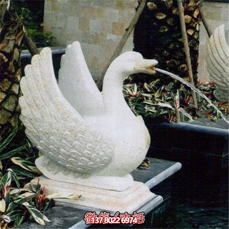 玻璃鋼雕塑噴水器，點(diǎn)亮公園白色天鵝