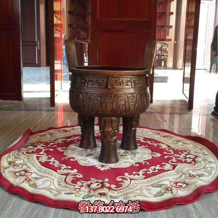 純銅鼎仿古香爐擺件，圓潤(rùn)家居裝飾
