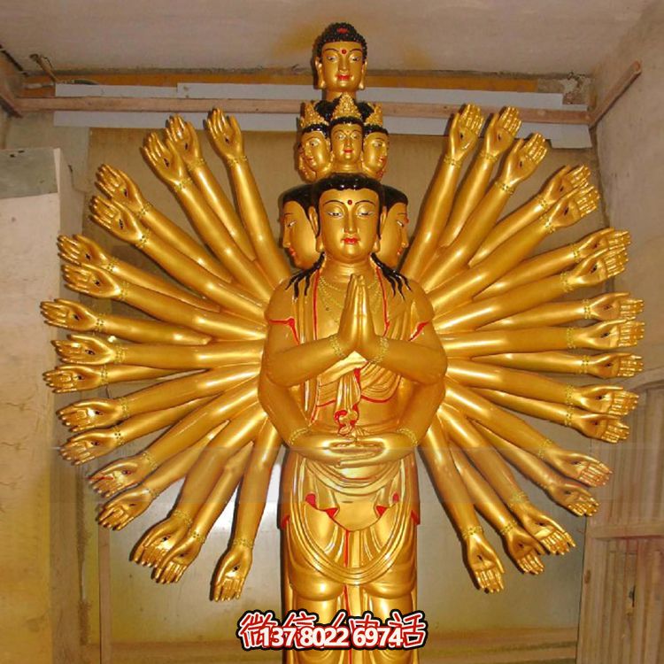 鎏金千手觀音大型雕塑，精美絕倫，醉人心魄