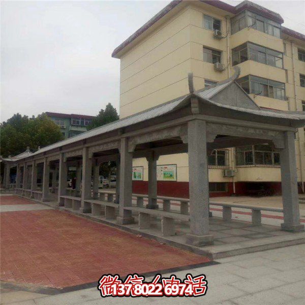 仿古建筑石雕長廊亭子，打造文化小區(qū)廣場雕塑