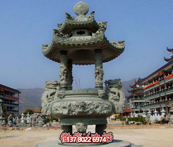 仿古寶蓋龍浮雕香爐，點綴景區(qū)廣場