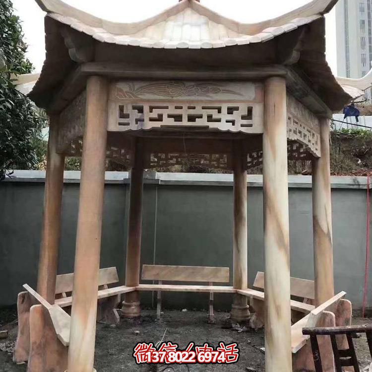 天然紅木雕刻涼亭，打造復(fù)古中式庭院休閑石亭