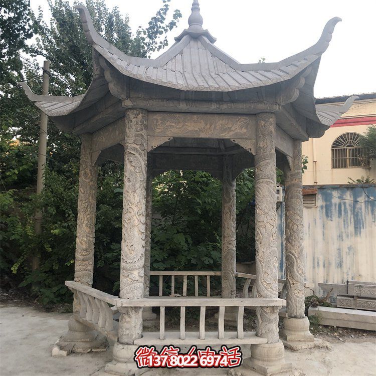中式仿古建筑青石石亭，為您的園林戶外擺放帶來古典美