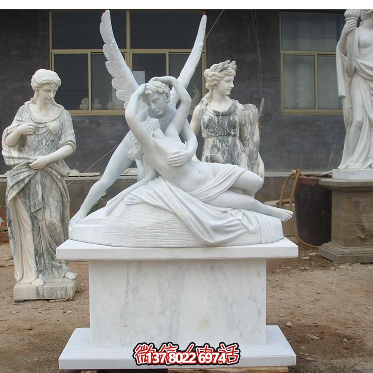 西方天使?jié)h白玉雕塑，美化景區(qū)廣場
