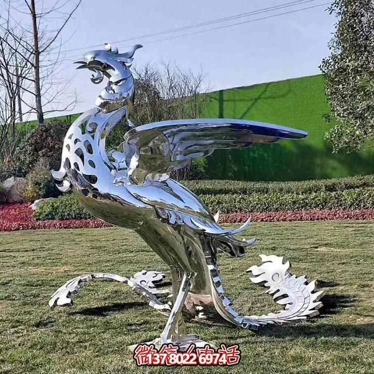 精美不銹鋼鳳凰雕塑，裝飾您的室外景觀