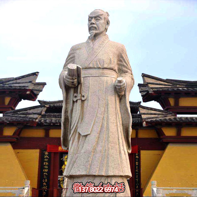 廣場學(xué)?；▓@砂巖石戰(zhàn)國時(shí)期思想家孟子雕塑像